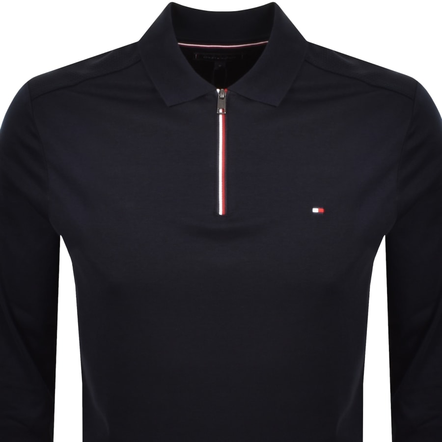 Image number 2 for Tommy Hilfiger Long Sleeve Polo T Shirt Navy