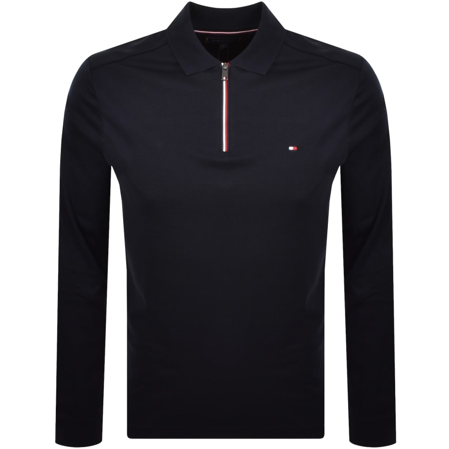 Image number 1 for Tommy Hilfiger Long Sleeve Polo T Shirt Navy