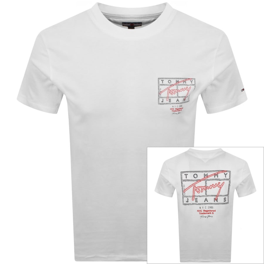 Image number 1 for Tommy Jeans Signature Spray T Shirt Ecru