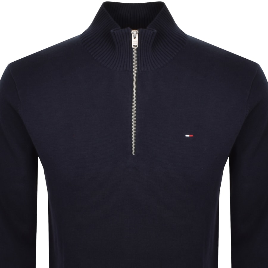 Image number 2 for Tommy Jeans Quarter Zip Knit Jumper Navy