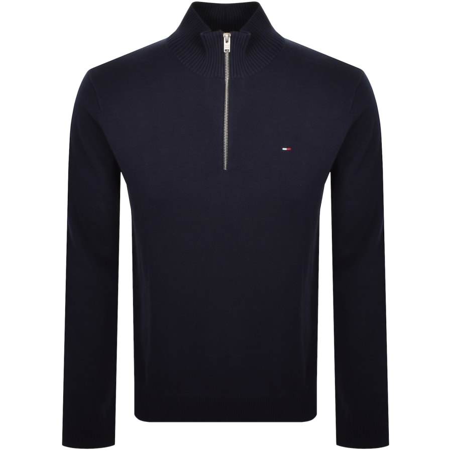 Image number 1 for Tommy Jeans Quarter Zip Knit Jumper Navy