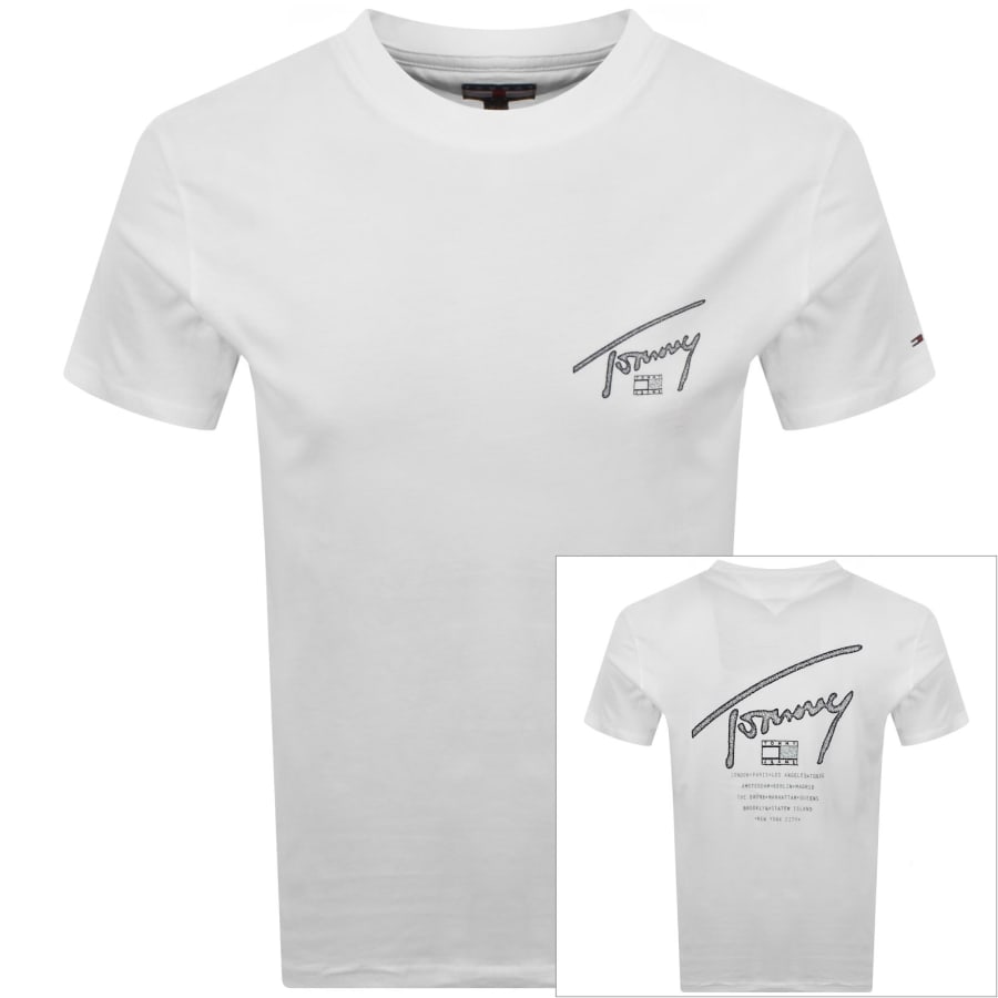 Image number 1 for Tommy Jeans Signature Backprint T Shirt Ecru