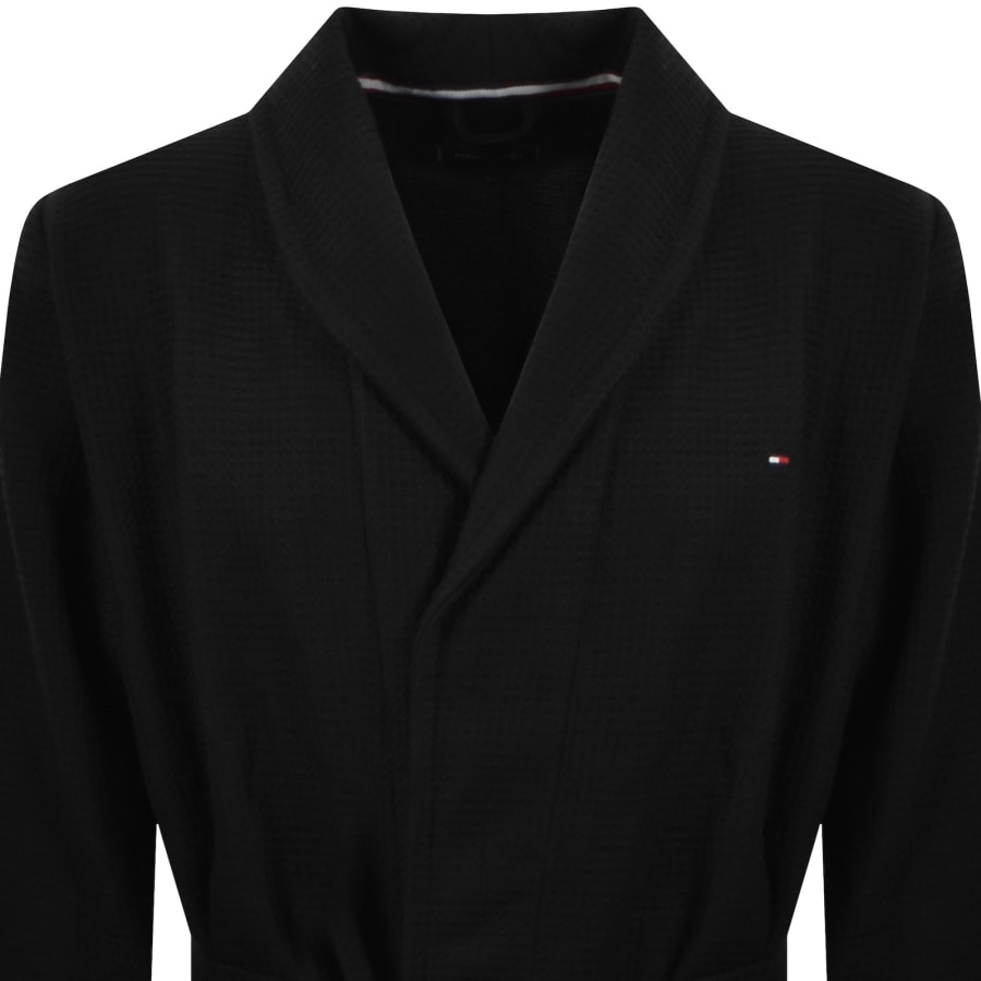 Image number 2 for Tommy Hilfiger Loungewear Waffle Bath Robe Black