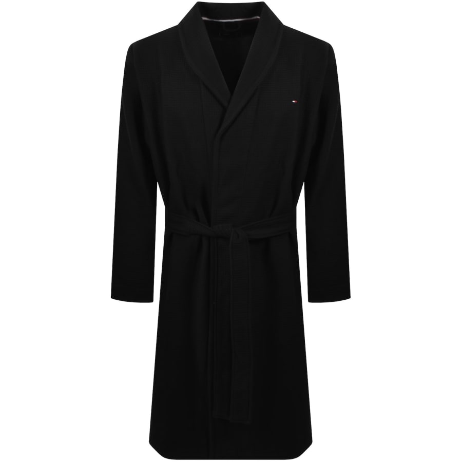 Image number 1 for Tommy Hilfiger Loungewear Waffle Bath Robe Black