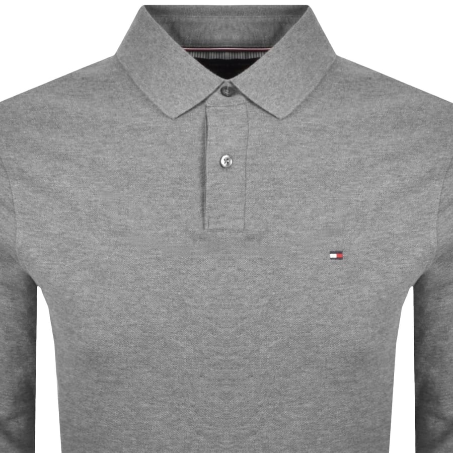 Image number 2 for Tommy Hilfiger Long Sleeved Polo T Shirt Grey