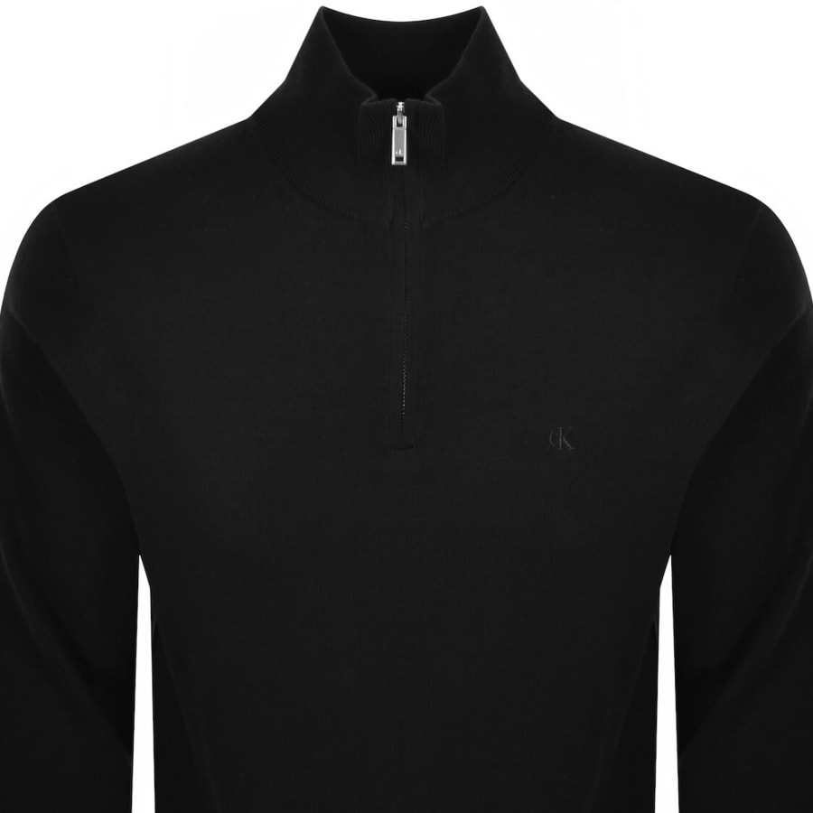 Image number 2 for Calvin Klein Merino Wool Zip Neck Jumper Black