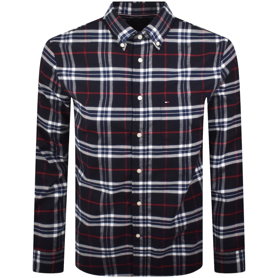 Image number 1 for Tommy Hilfiger Oxford Check Shirt Navy