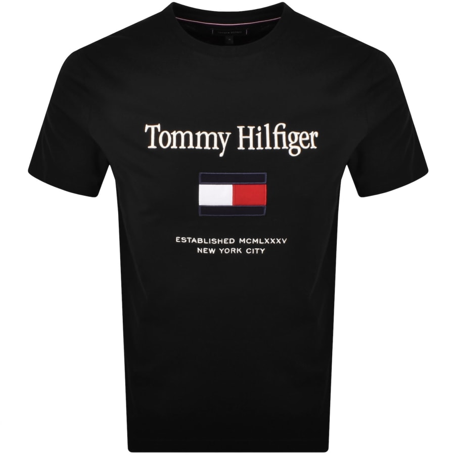 Image number 1 for Tommy Hilfiger Embro Flag T Shirt Black