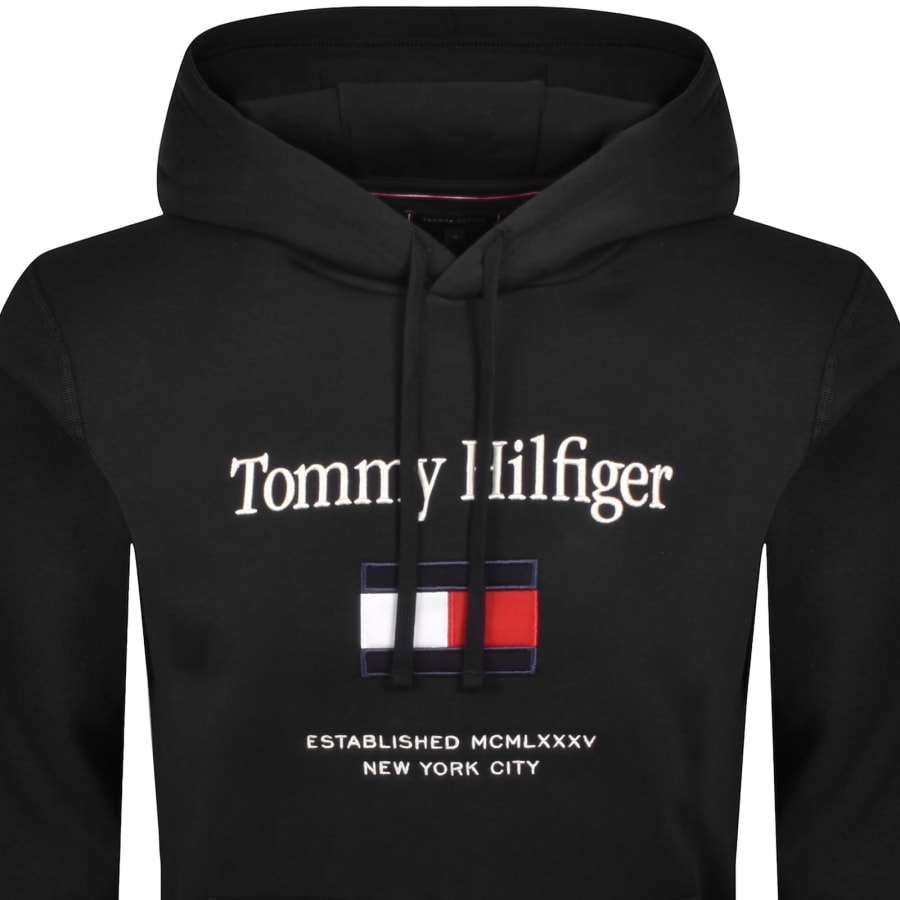 Image number 2 for Tommy Hilfiger Embroidered Flag Hoodie Black