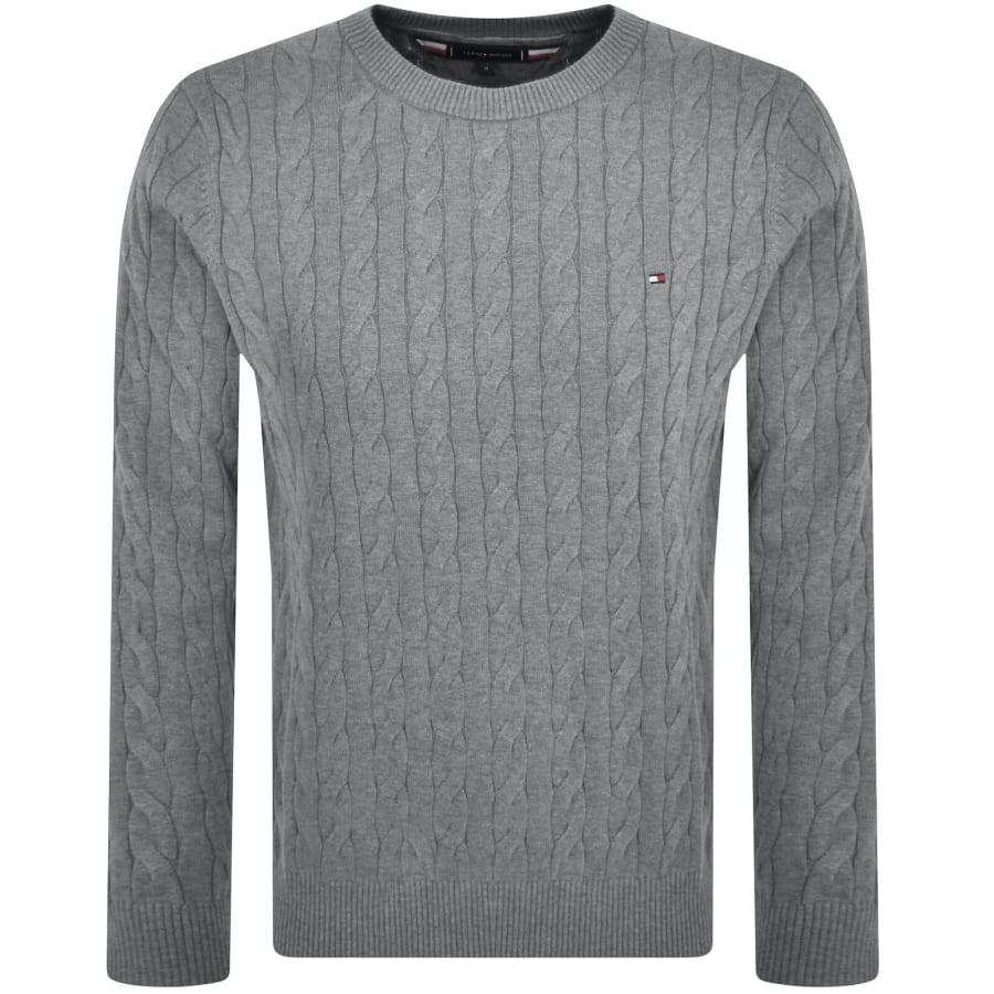 Image number 1 for Tommy Hilfiger Cable Knit Jumper Grey