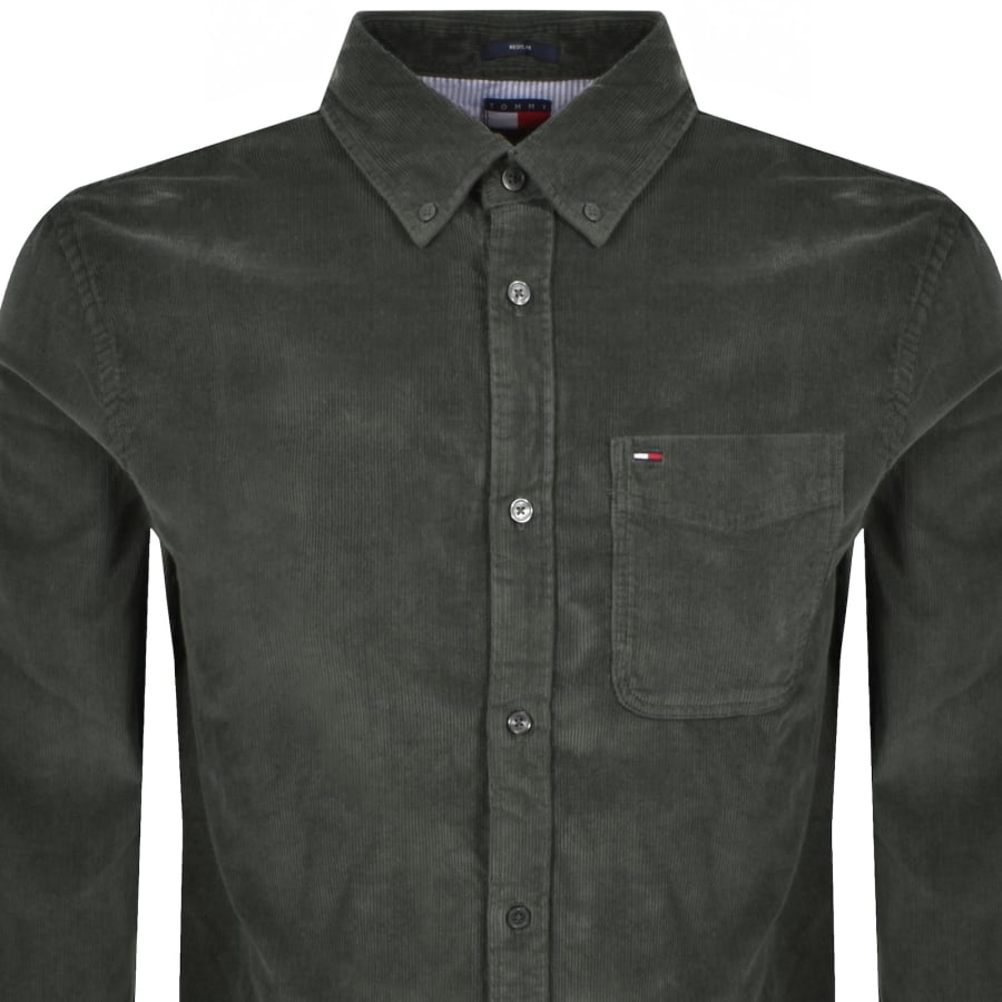 Image number 2 for Tommy Jeans Corduroy Shirt Pewter Green