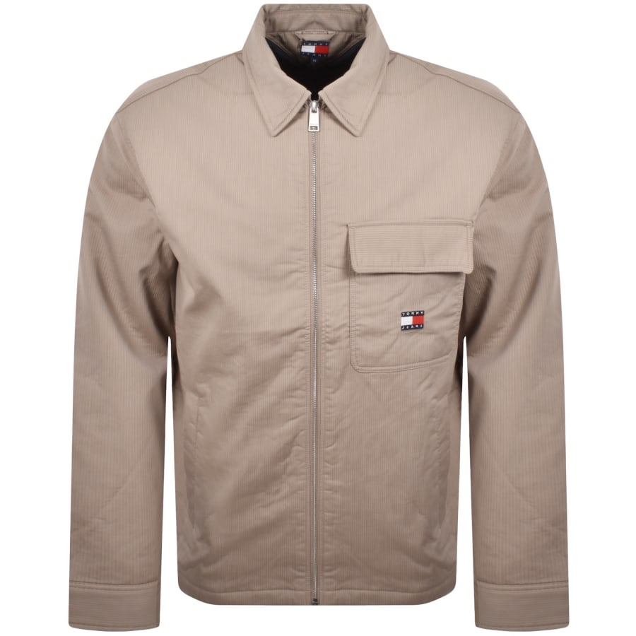 Image number 1 for Tommy Jeans Padded Corduroy Overshirt Brown