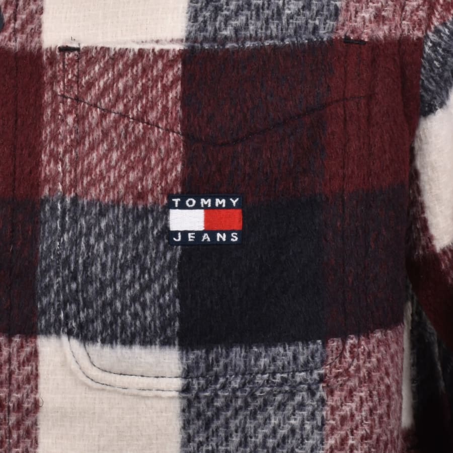 Image number 3 for Tommy Jeans Check Teddy Overshirt Navy
