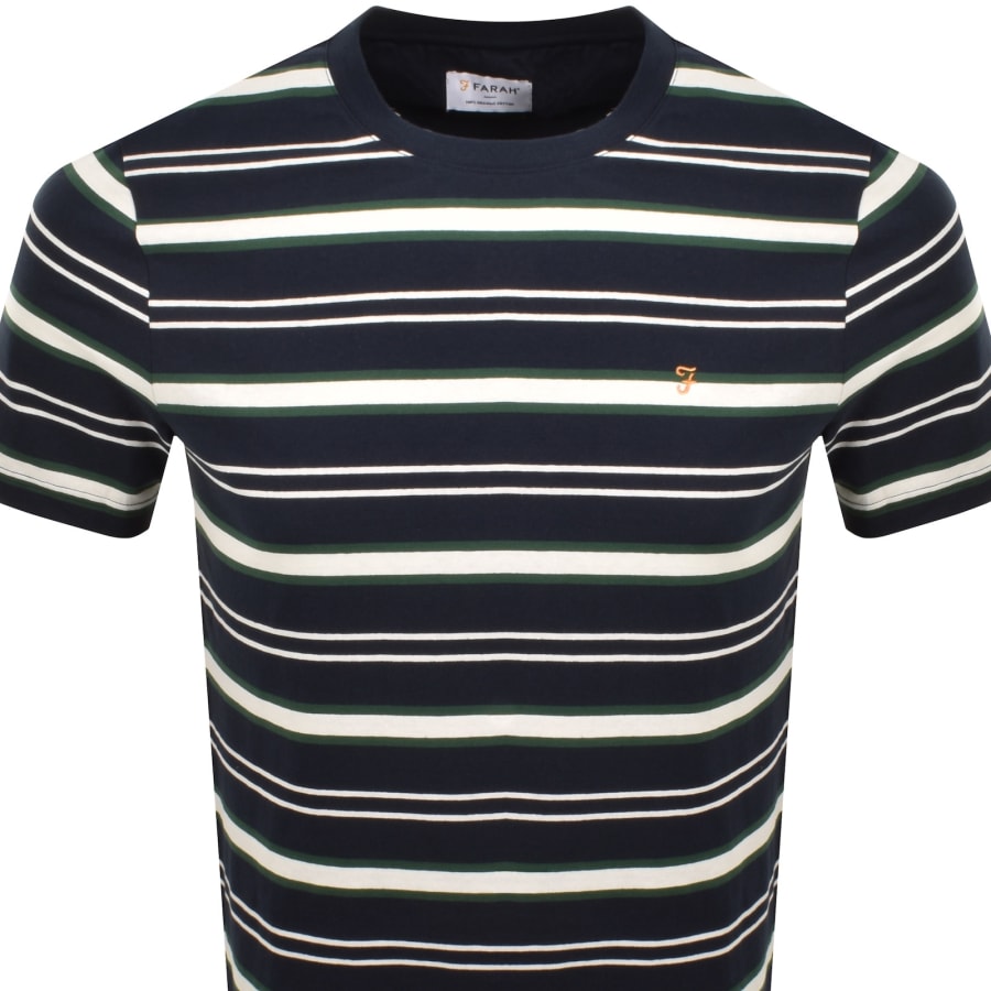 Image number 2 for Farah Elmswood Stripe T Shirt Navy