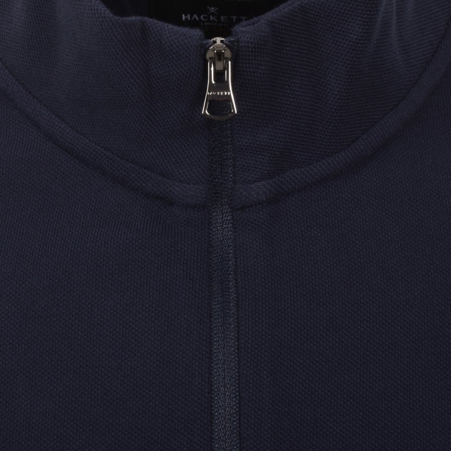 Image number 4 for Hackett Half Zip Pique Sweatshirt Navy
