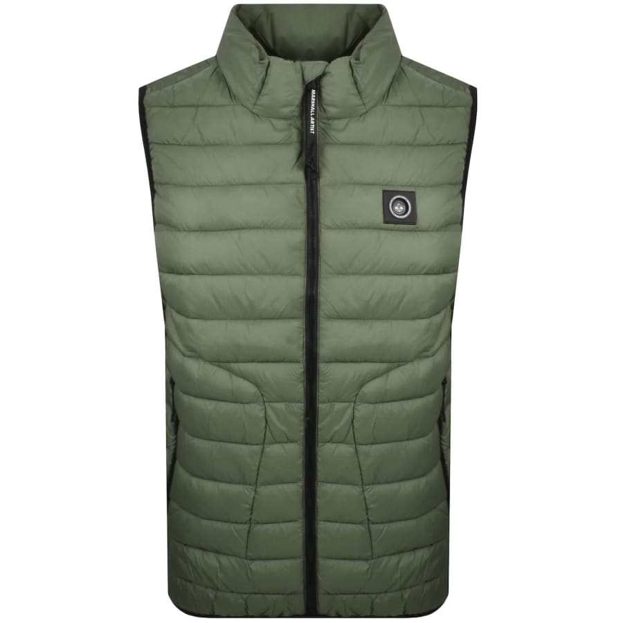 Image number 1 for Marshall Artist Oakdale Bubble Gilet Khaki Green