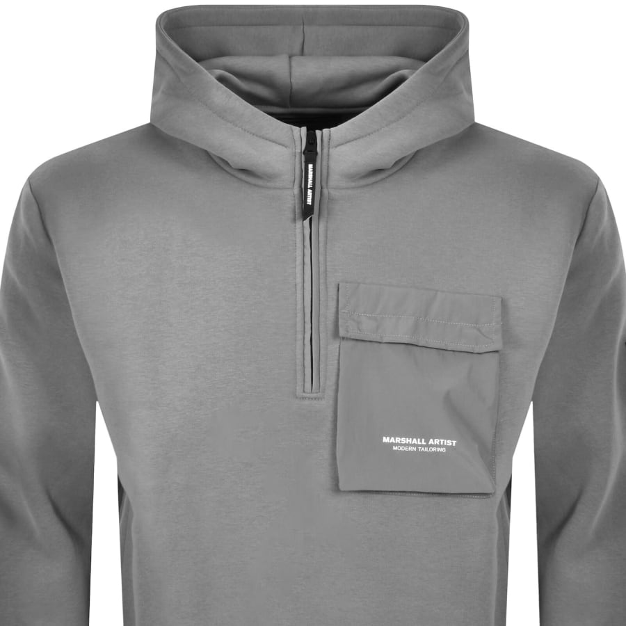 Image number 3 for Marshall Artist Crux Quarter Zip Hoodie Grey