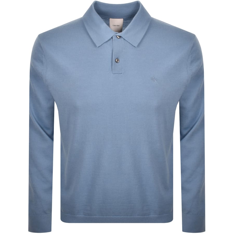 Image number 1 for Calvin Klein Knit Polo T Shirt Blue