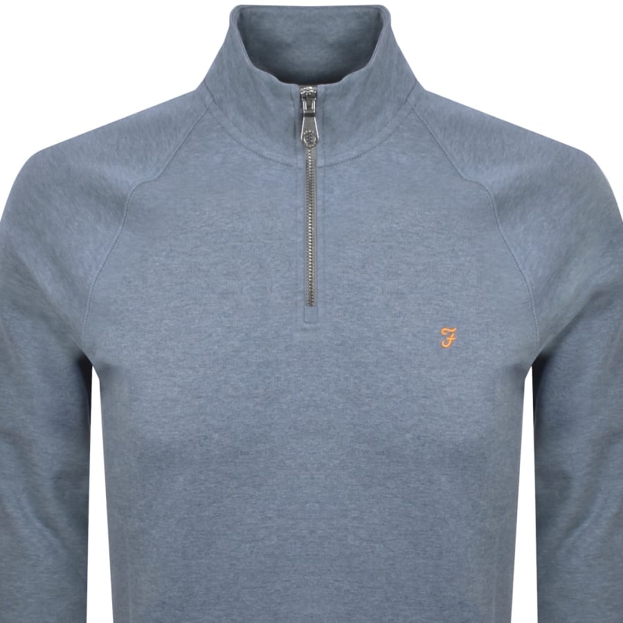 Image number 2 for Farah Jim Quarter Zip Sweatshirt Blue