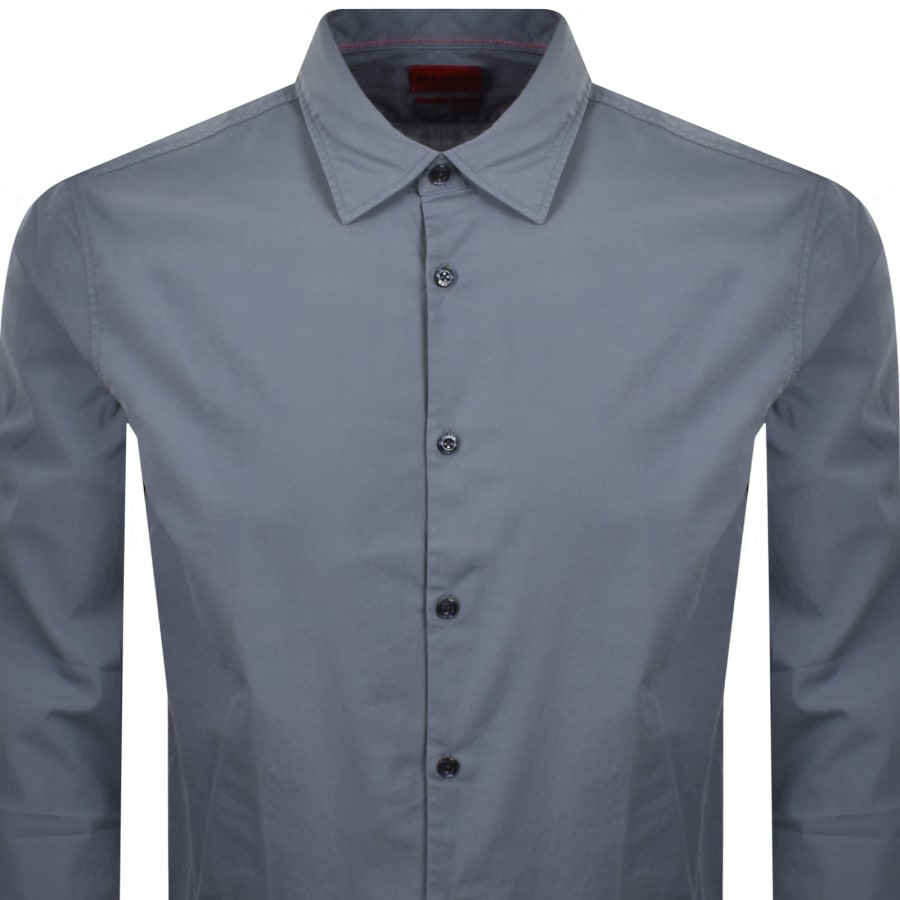 Image number 2 for HUGO Long Sleeved Ermo Shirt Blue
