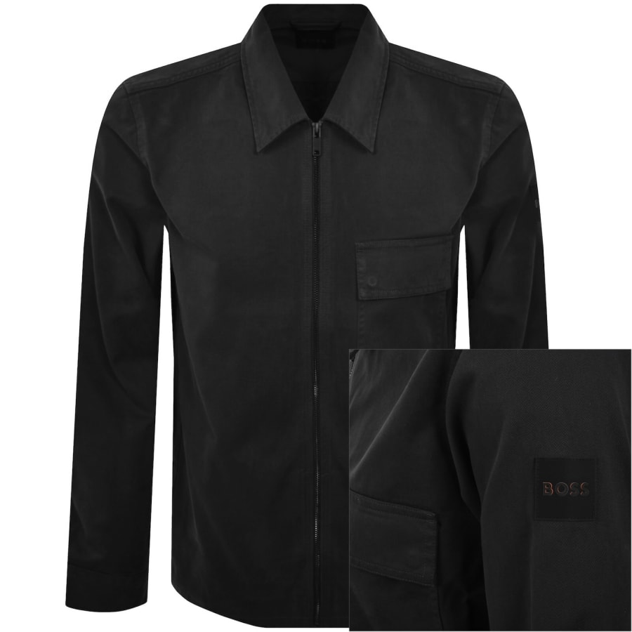 Image number 1 for BOSS Lorum Full Zip Overshirt Black