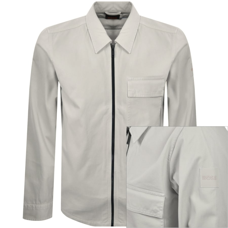 Image number 1 for BOSS Lorum Full Zip Overshirt Beige