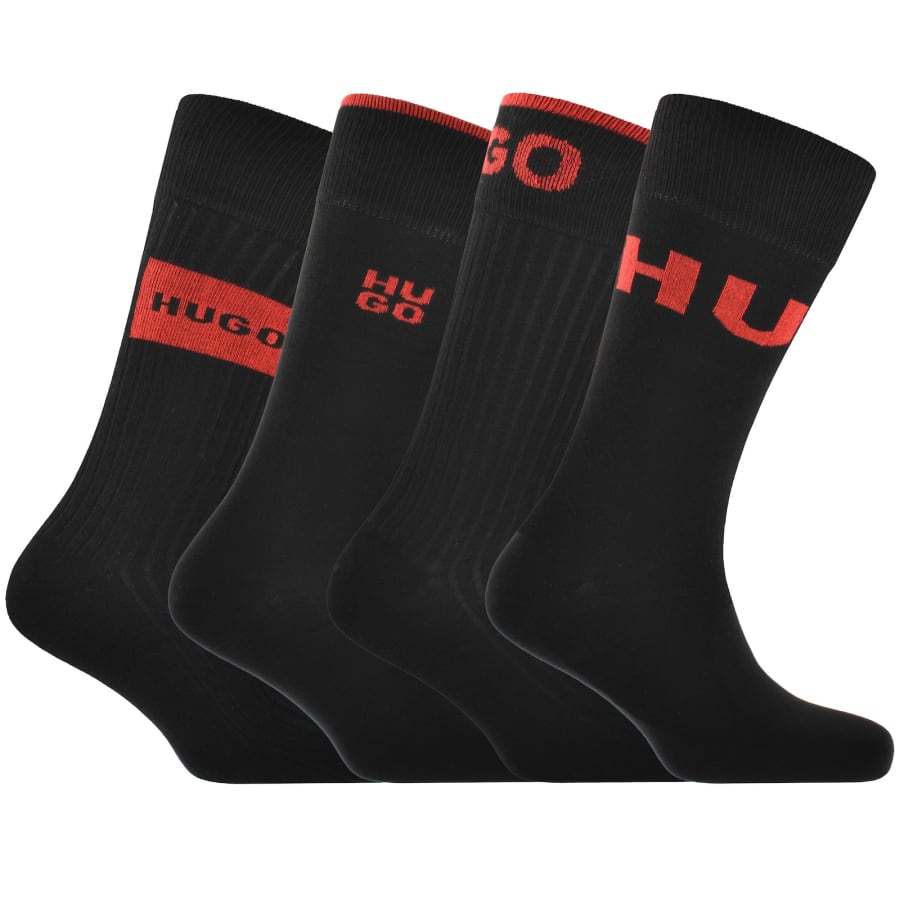 Image number 1 for HUGO 4 Pack Socks Black