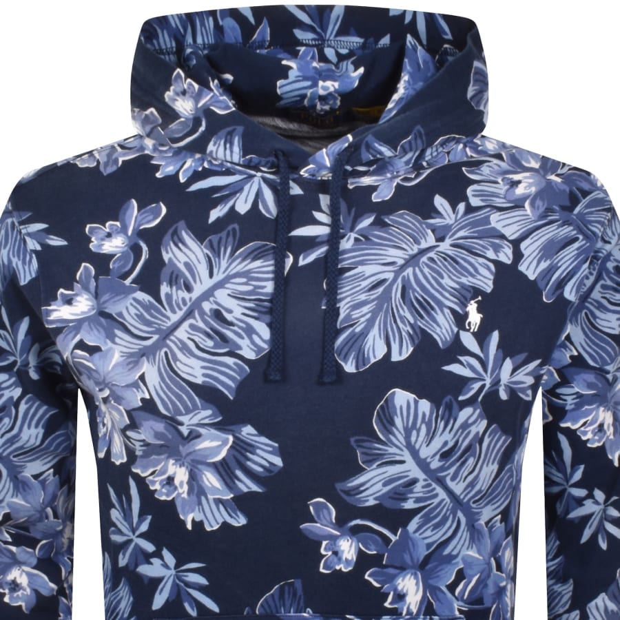 Image number 2 for Ralph Lauren Tropical Print Hoodie Navy Blue
