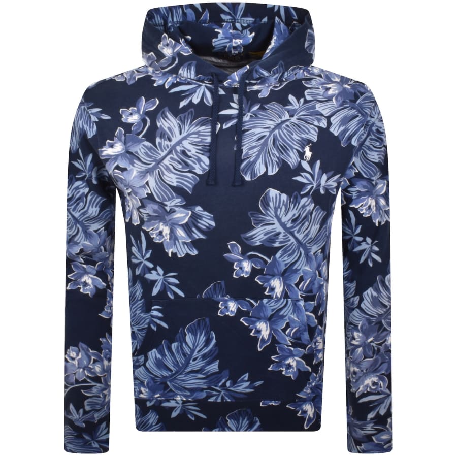 Image number 1 for Ralph Lauren Tropical Print Hoodie Navy Blue