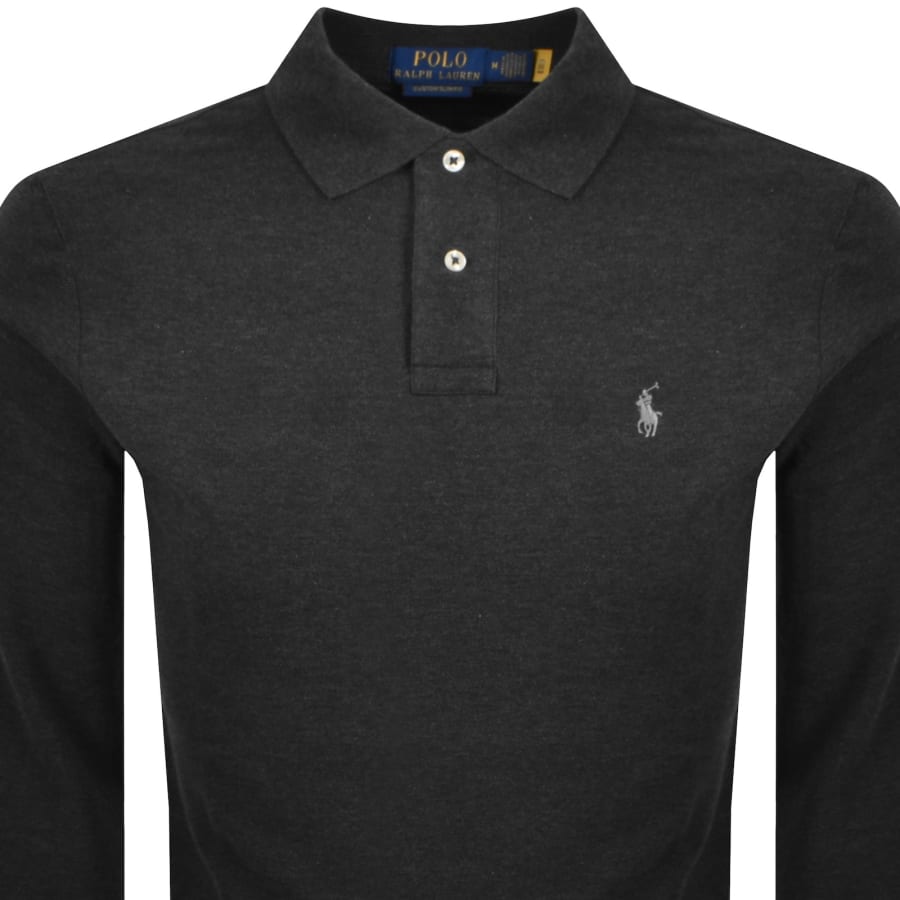 Image number 2 for Ralph Lauren Long Sleeved Polo T Shirt Grey