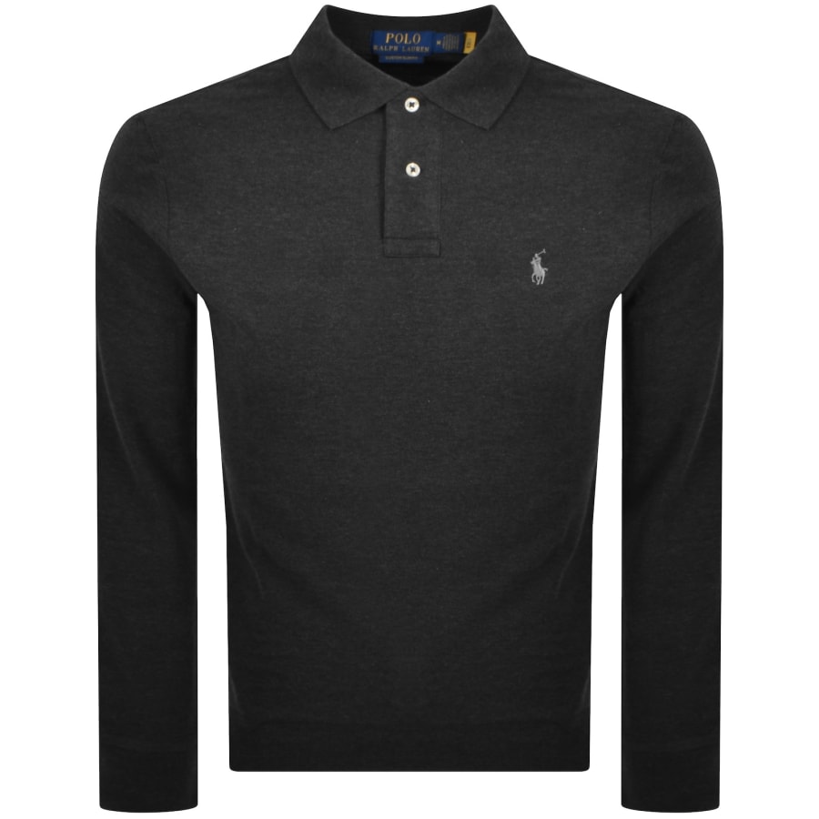 Image number 1 for Ralph Lauren Long Sleeved Polo T Shirt Grey
