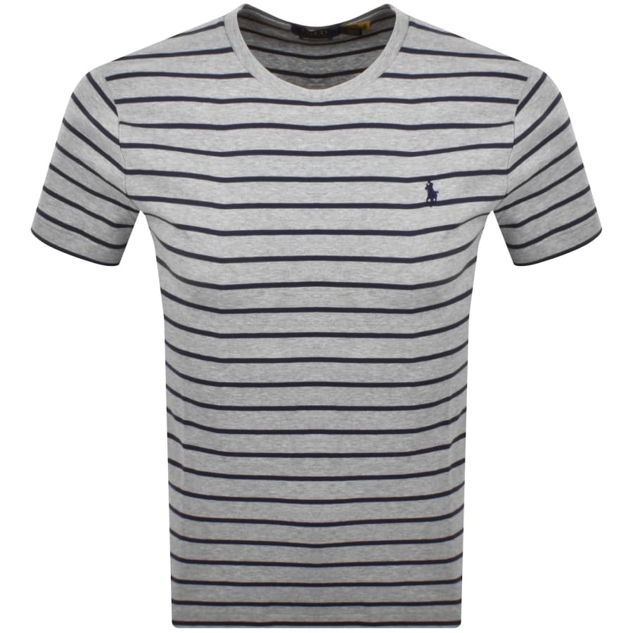 Image number 1 for Ralph Lauren Striped T Shirt Grey