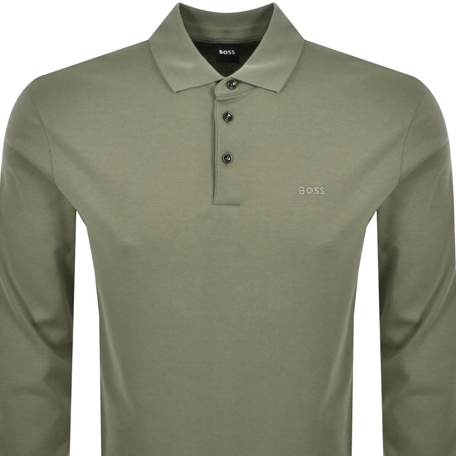 Image number 2 for BOSS Pado 30 Long Sleeved Polo T Shirt Green