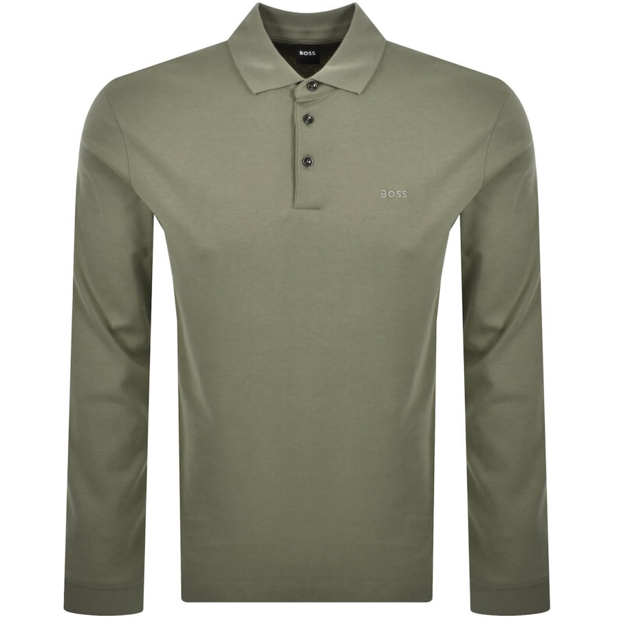 Image number 1 for BOSS Pado 30 Long Sleeved Polo T Shirt Green