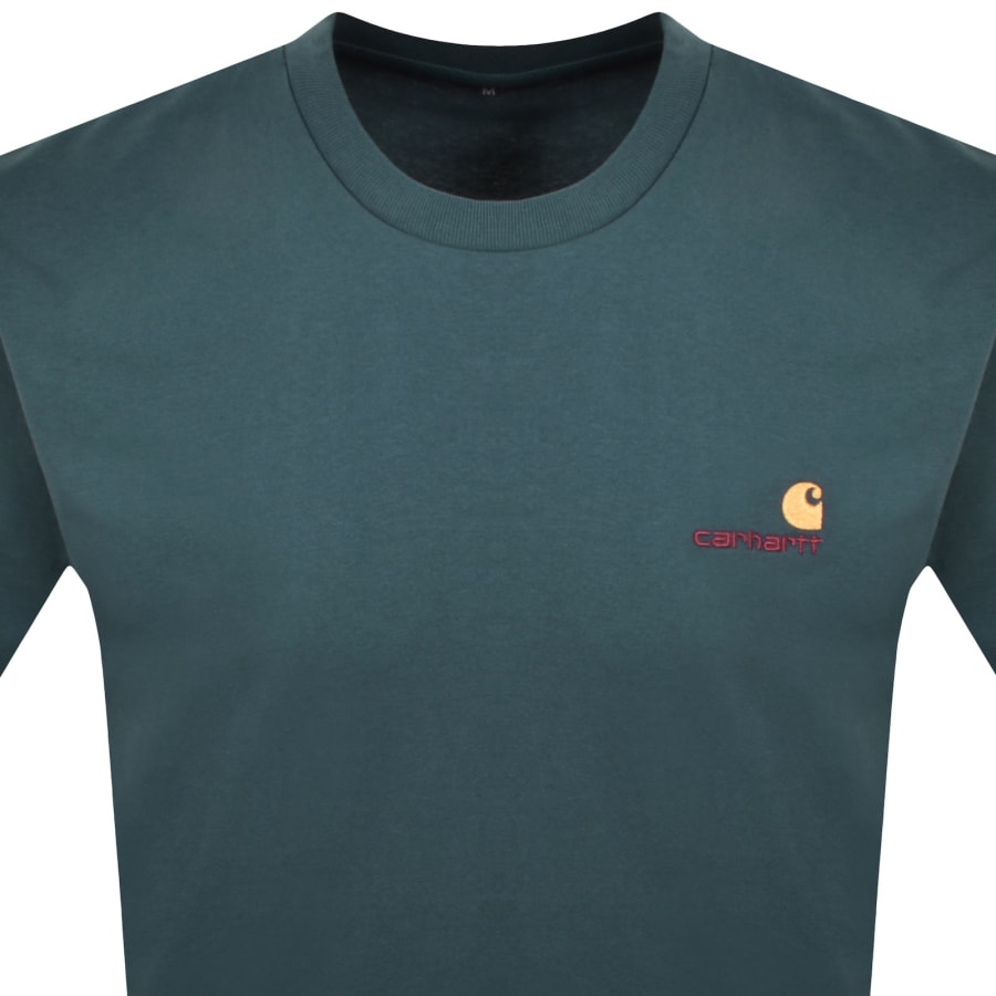 Image number 2 for Carhartt WIP American Script Logo T Shirt Blue
