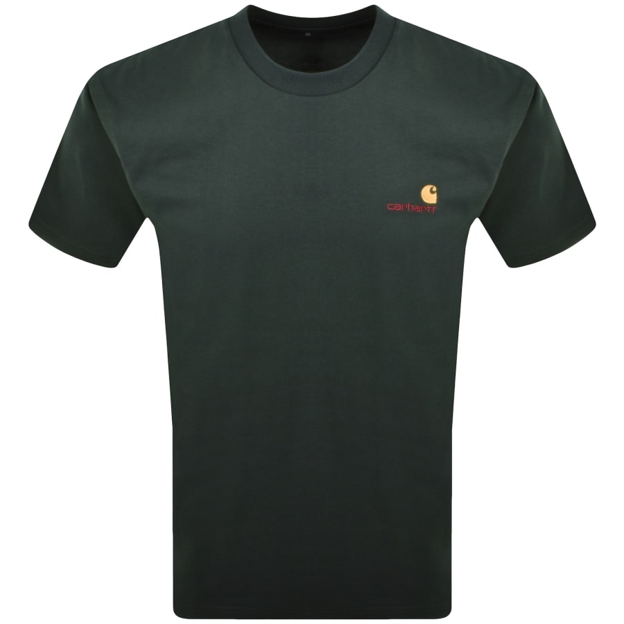 Image number 1 for Carhartt WIP American Script Logo T Shirt Green