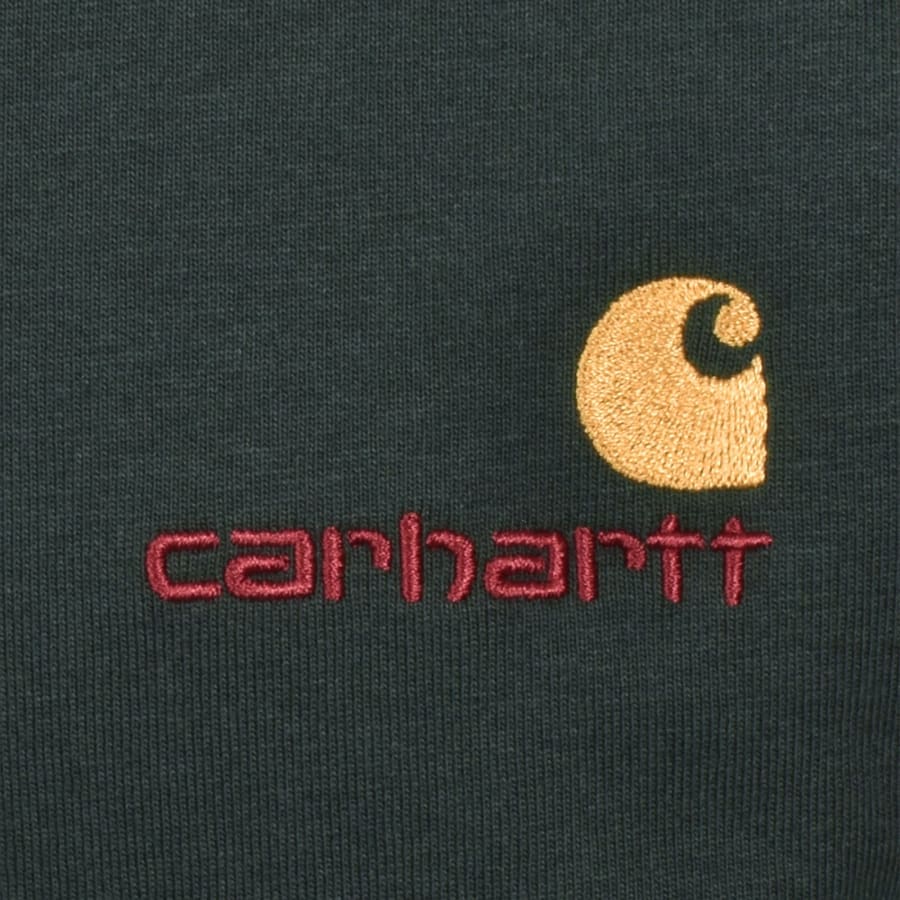Image number 3 for Carhartt Half Zip Script Logo Sweatshirt Green