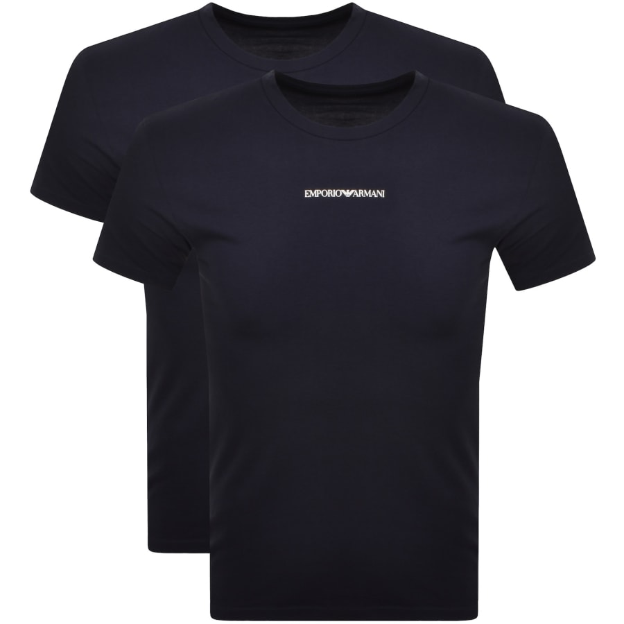 Image number 1 for Emporio Armani 2 Pack Logo T Shirts Navy