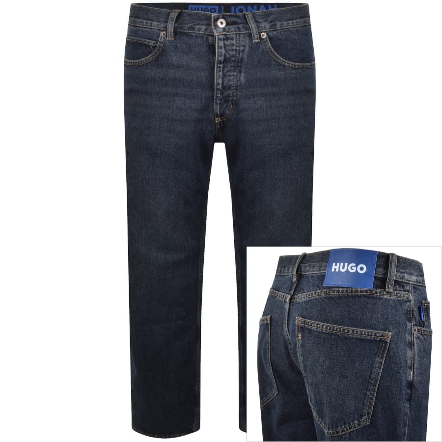 Image number 1 for HUGO Blue Straight Fit Jonah Jeans Navy