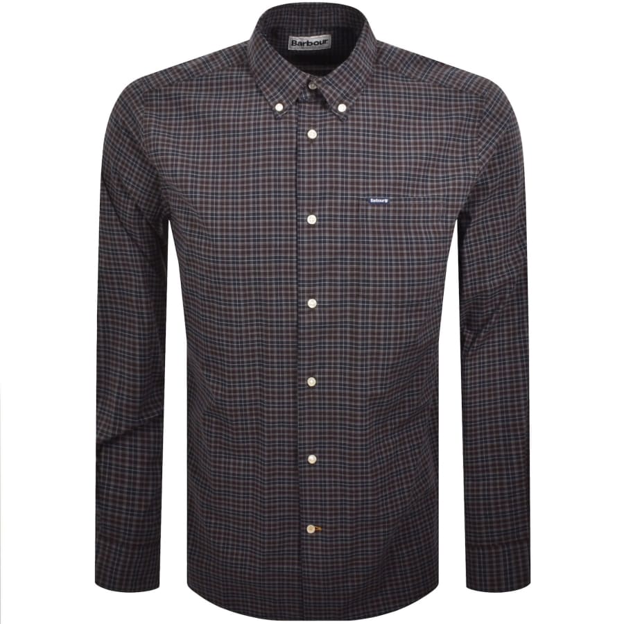 Image number 1 for Barbour Lomond Tailored Tartan Shirt Brown