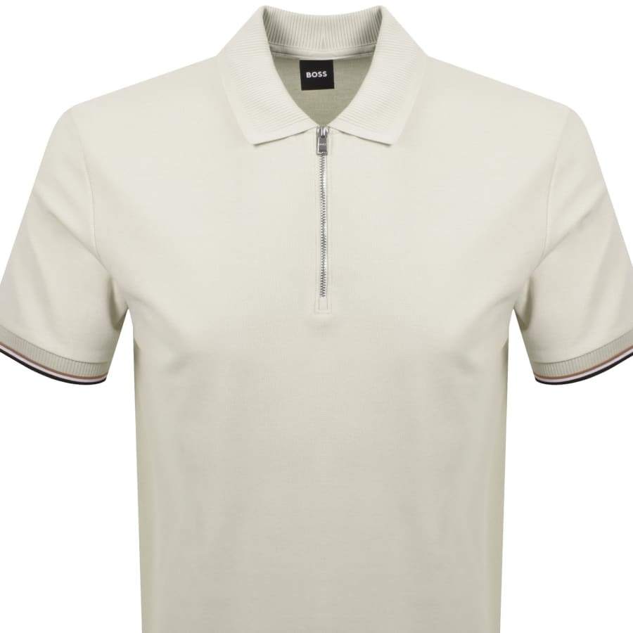 Image number 2 for BOSS Zip Placket Polo T Shirt Light Beige