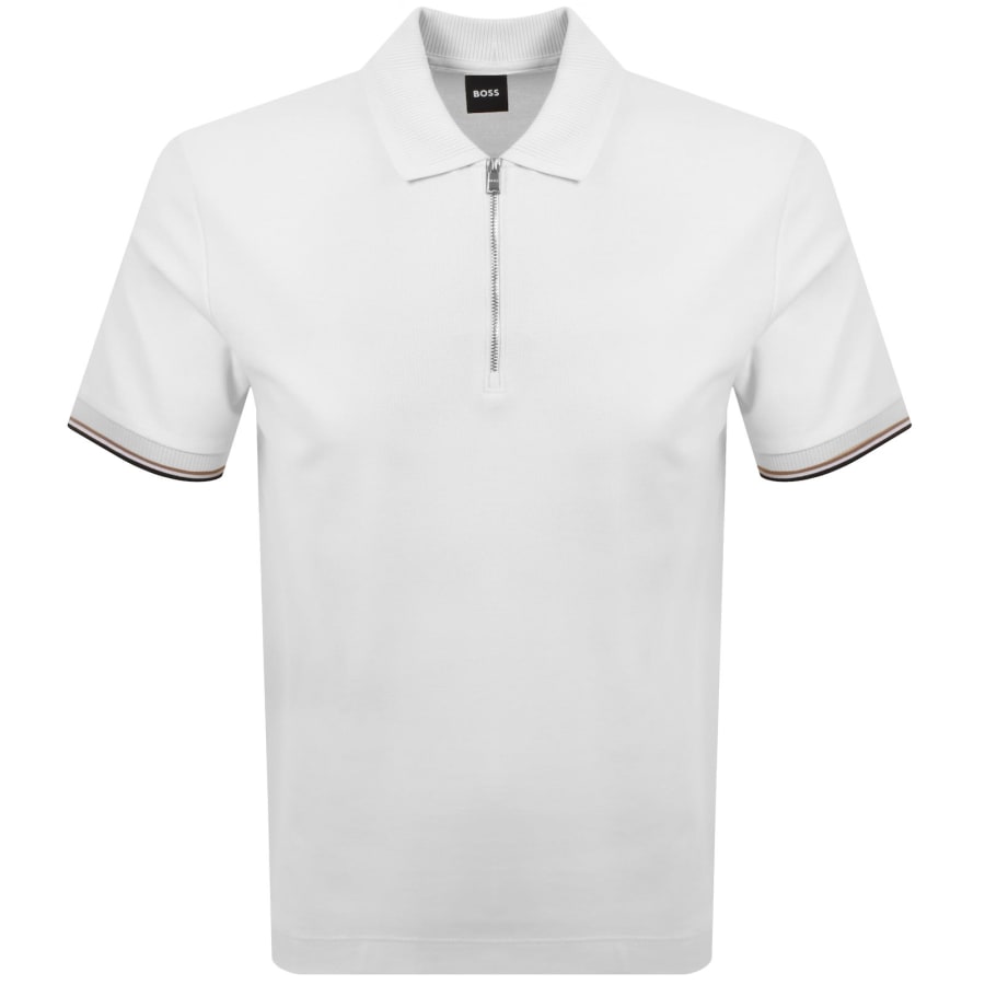 Image number 1 for BOSS Zip Placket Polo T Shirt White