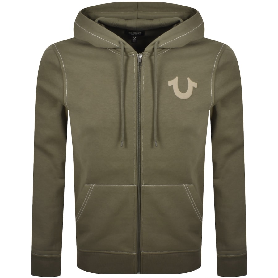 Image number 2 for True Religion Arch Logo Zip Hoodie Green