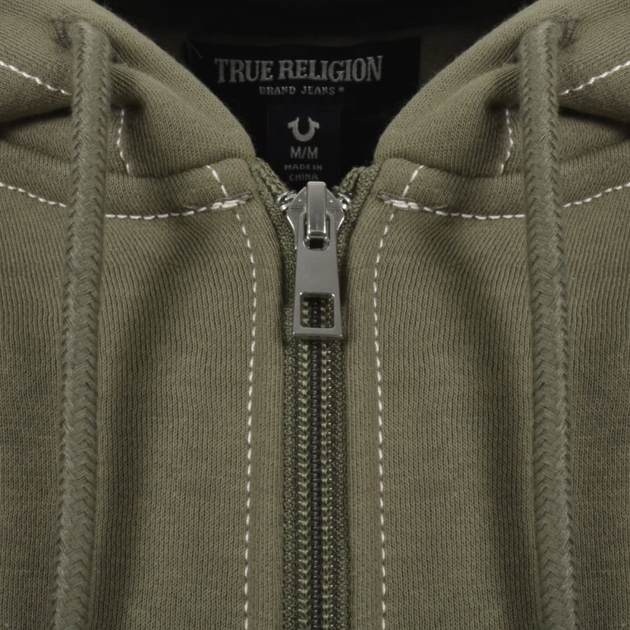 Image number 4 for True Religion Arch Logo Zip Hoodie Green