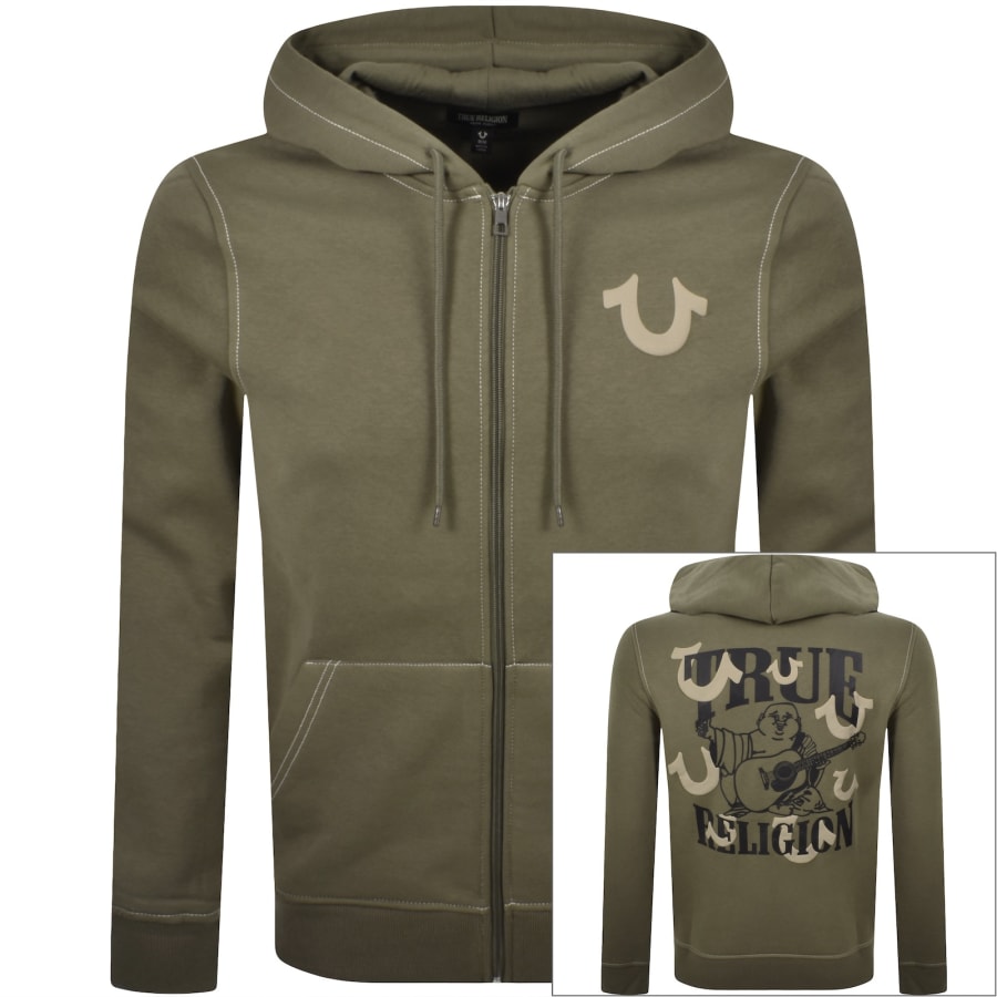 Image number 1 for True Religion Arch Logo Zip Hoodie Green