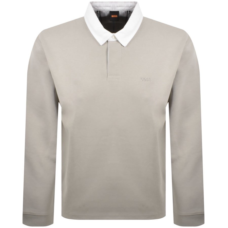 Image number 1 for BOSS Long Sleeved Rugby Polo Grey