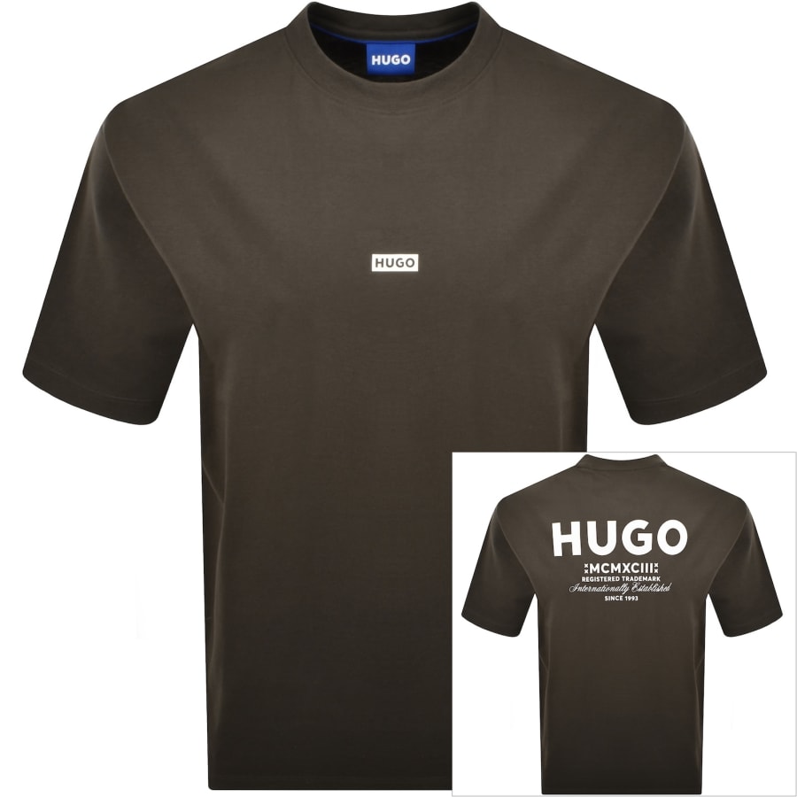 Image number 1 for HUGO Blue Nalono T Shirt Dark Brown