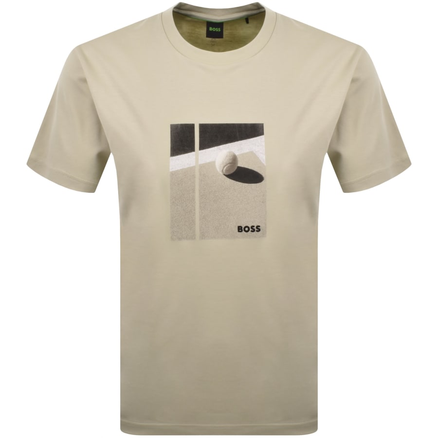 Image number 1 for BOSS Tennis Artwork Relaxed T Shirt Beige