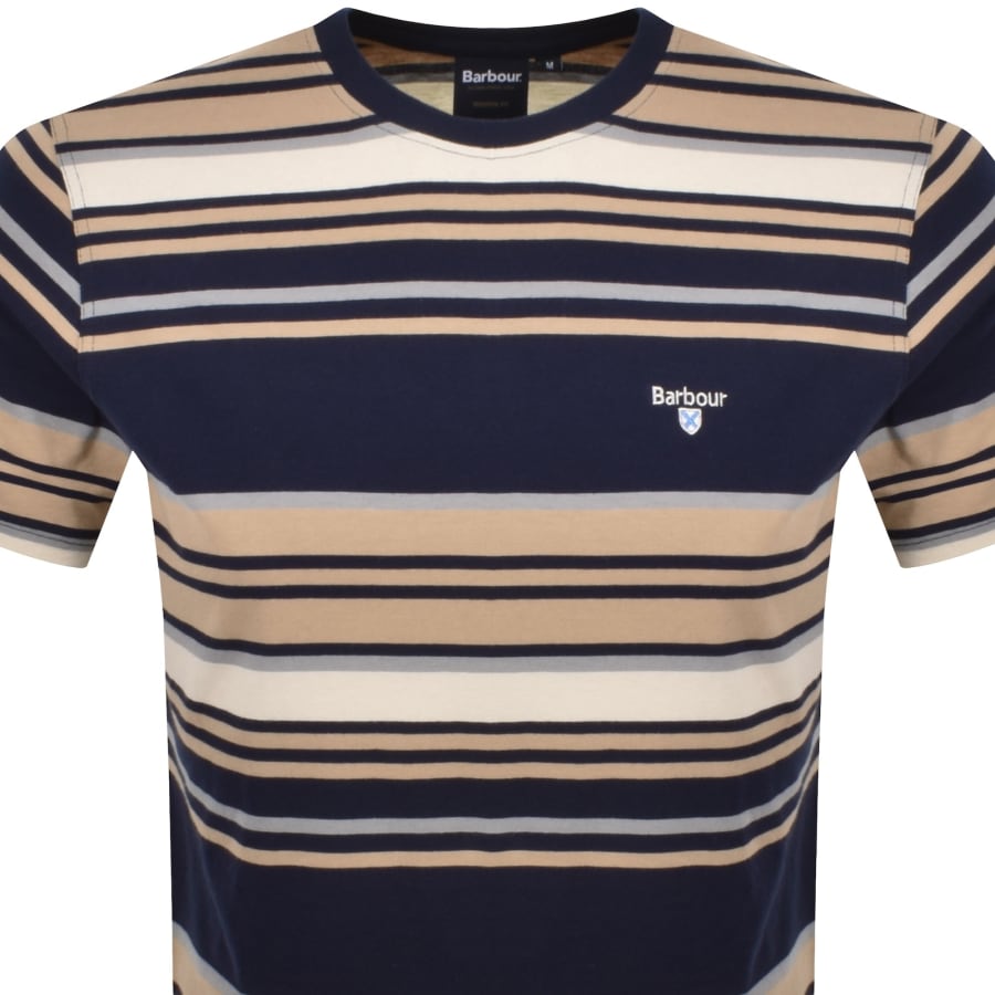 Image number 2 for Barbour Aickmen Stripe T Shirt Navy