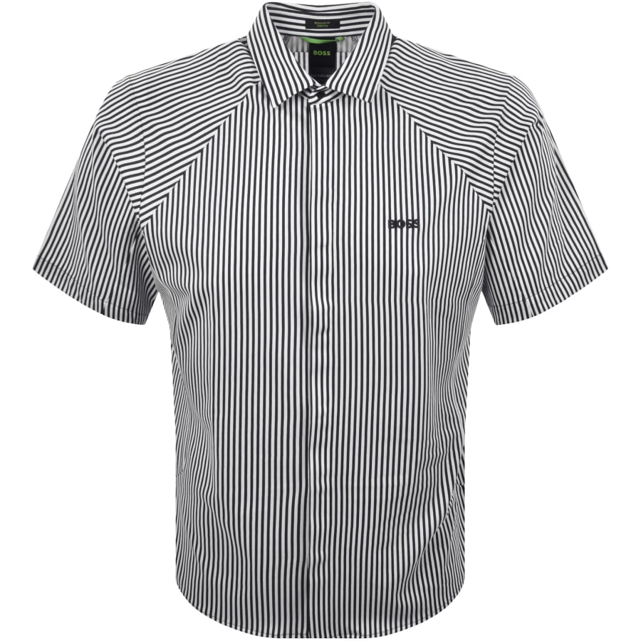 Image number 1 for BOSS Excurse Short Sleeve Striped Shirt Navy